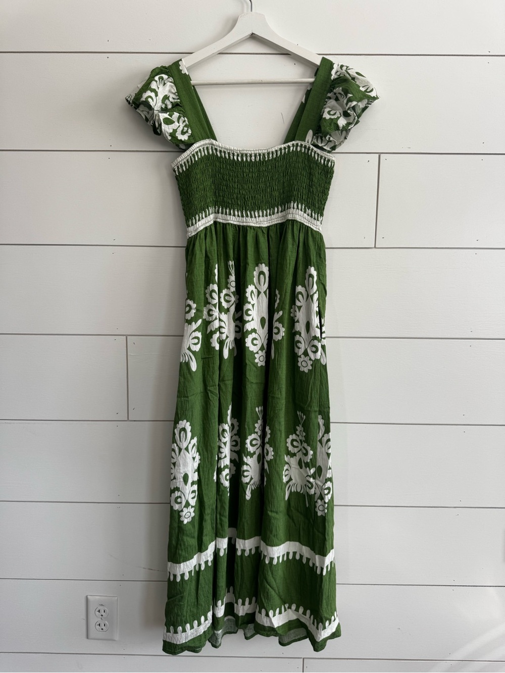 Penelope Rose Green Floral Smocked Top Maxi Dress Size Large - Picture 9 of 10